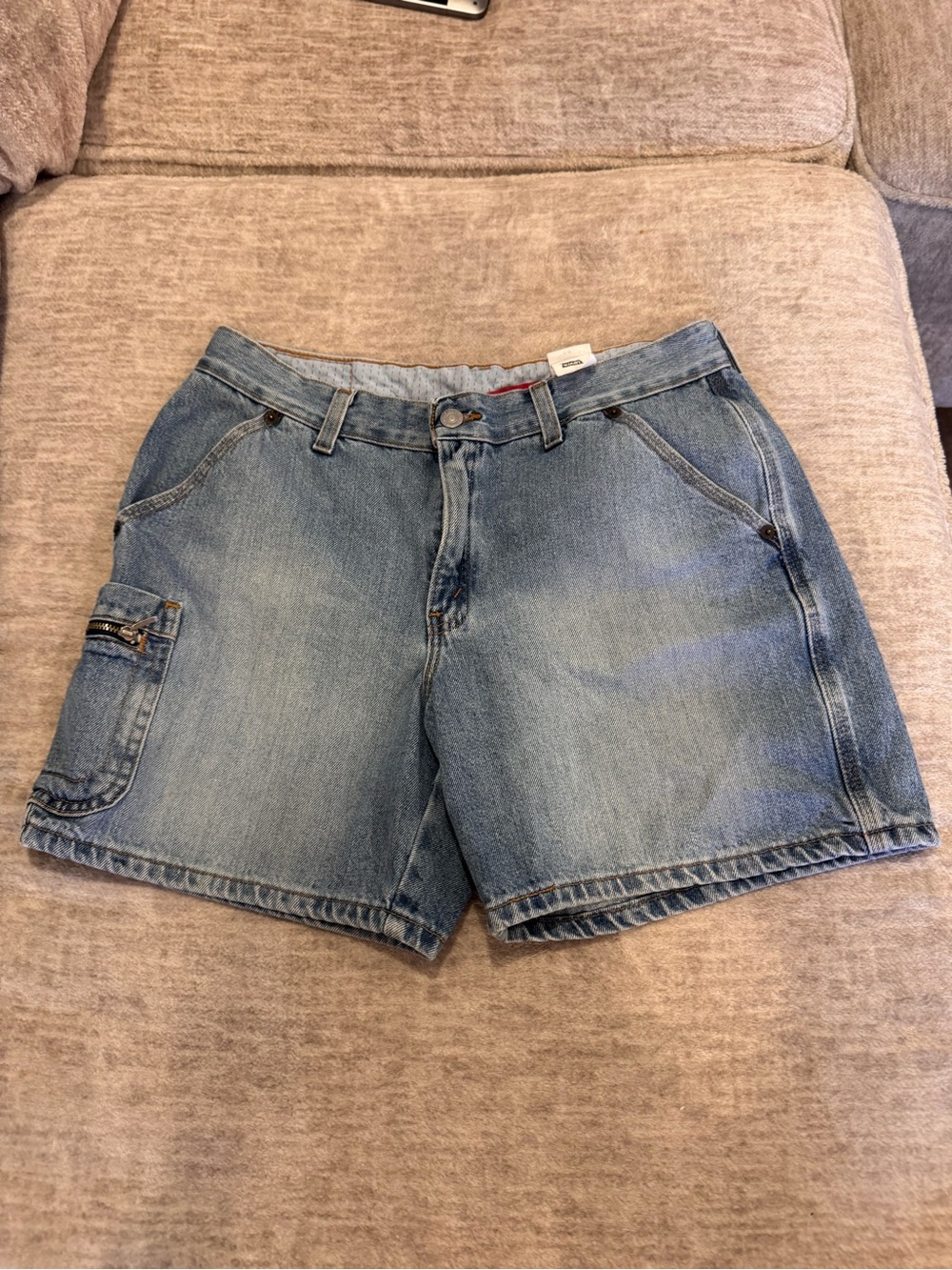 Vtg Levi's Light Blue Denim Cargo Shorts Paper Tag 100% Cotton